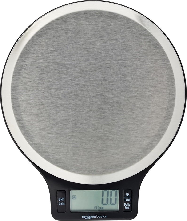 AMAZON BASICS Digital Kitchen Scale with LCD Display, Batteries Included, W