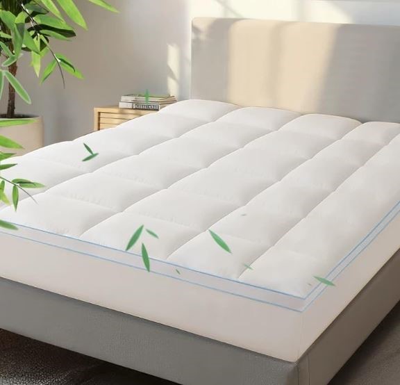 LINENOVA Bamboo Mattress Topper King Single, 1000GSM Ultra Thick 5cm Pillow