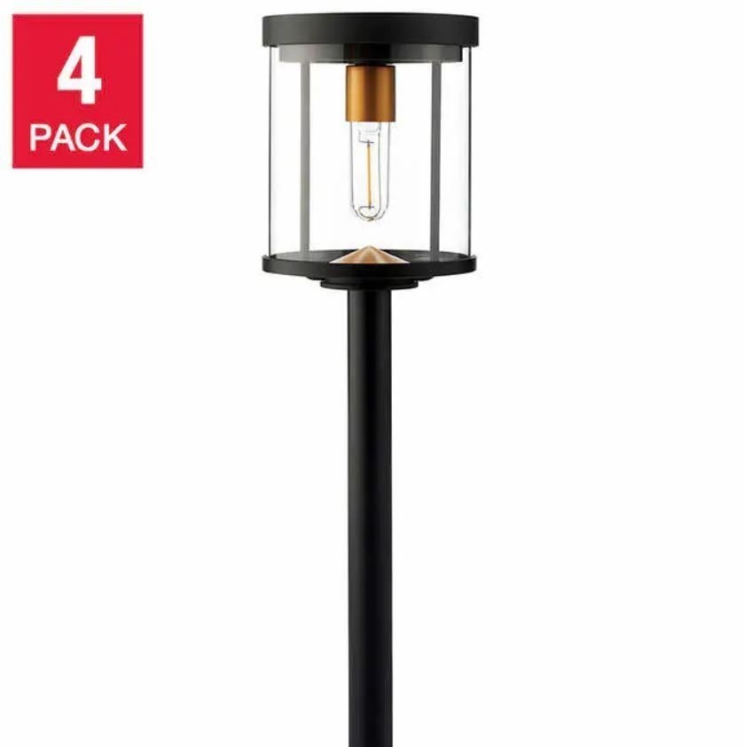NATURALLY SOLAR 4pk LED Pathway Lights, Vintage Style. NB: Used, not in ori