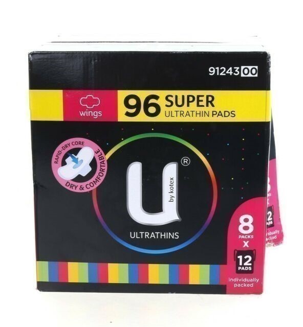 U BY KOTEX 96pk Super Ultra Thin Pads w/ Wings.