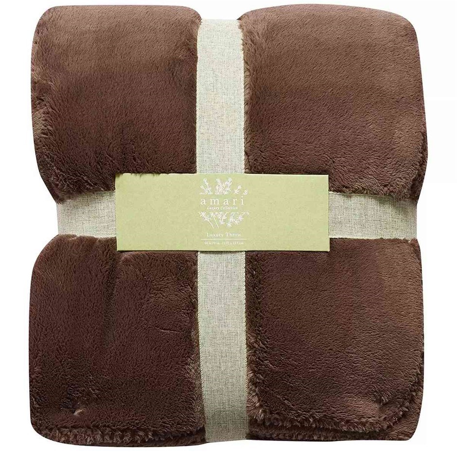 AMARI Luxury Velvet Throw, 152cm x 177cm, Light Brown. N.B: Not in original