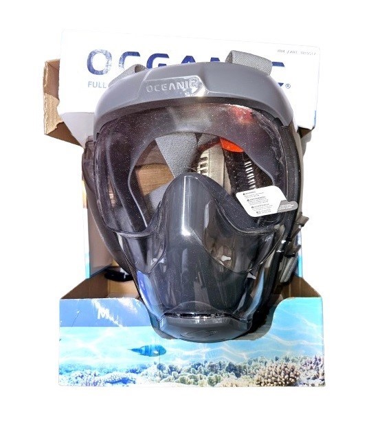 OCEANIC Full Face Snorkel Mask, Flow Tech Maximum Air Intake, Size L, Black