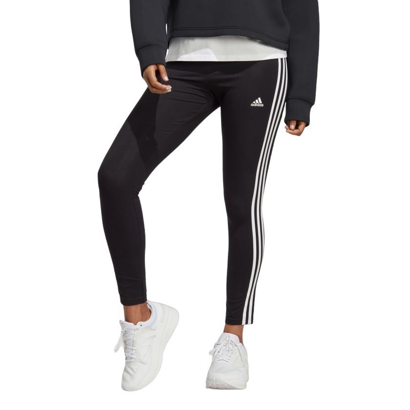 ADIDAS Women's 3S High-Waisted Leggings, Size AU M, 90% Cotton, Black/White