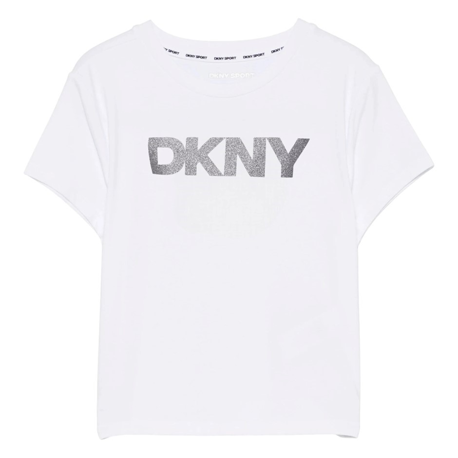 2 x DKNY Women's Sparkle Tee, Size M, 100% Cotton, White (WTL). Buyers Not