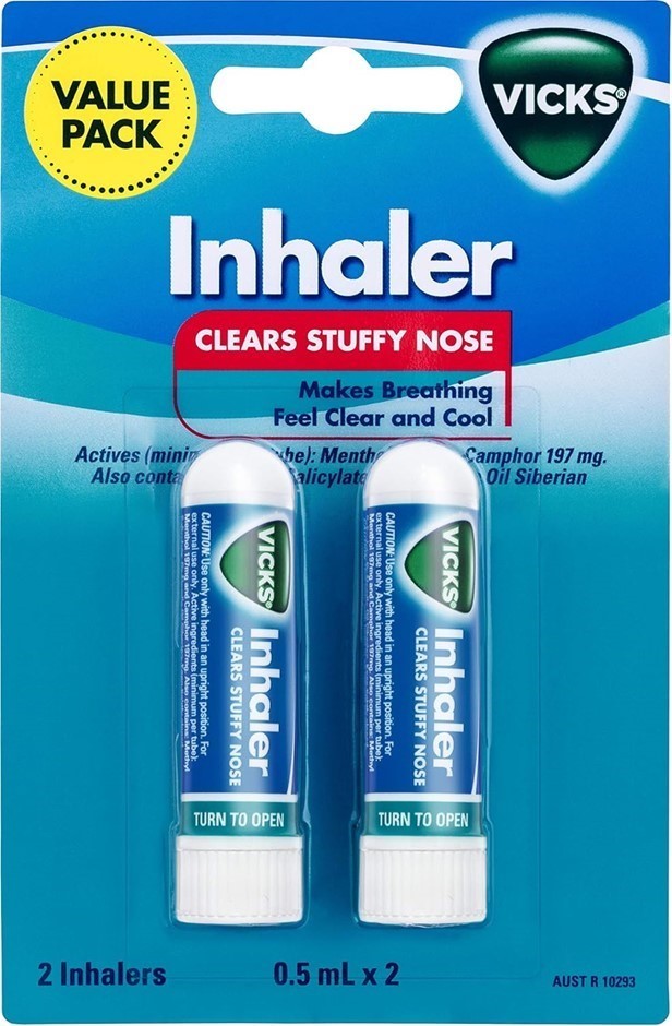 2 x VICKS Inhaler Twin Pack, 2 x 0.5mL. Buyers Note - Discount Freight Rat