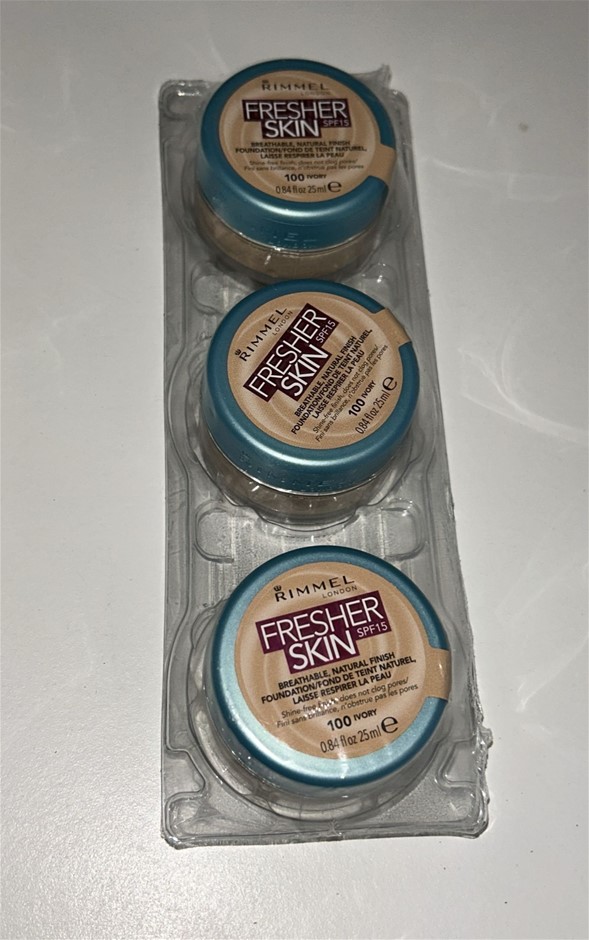 3x Rimmel London Fresher Skin Foundation (100 Ivory)