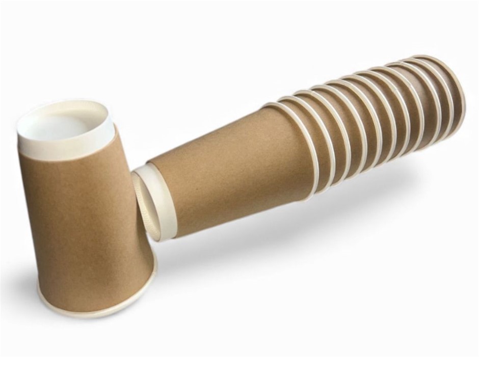 100x 16oz Double Wall Paper Cups (Kraft)