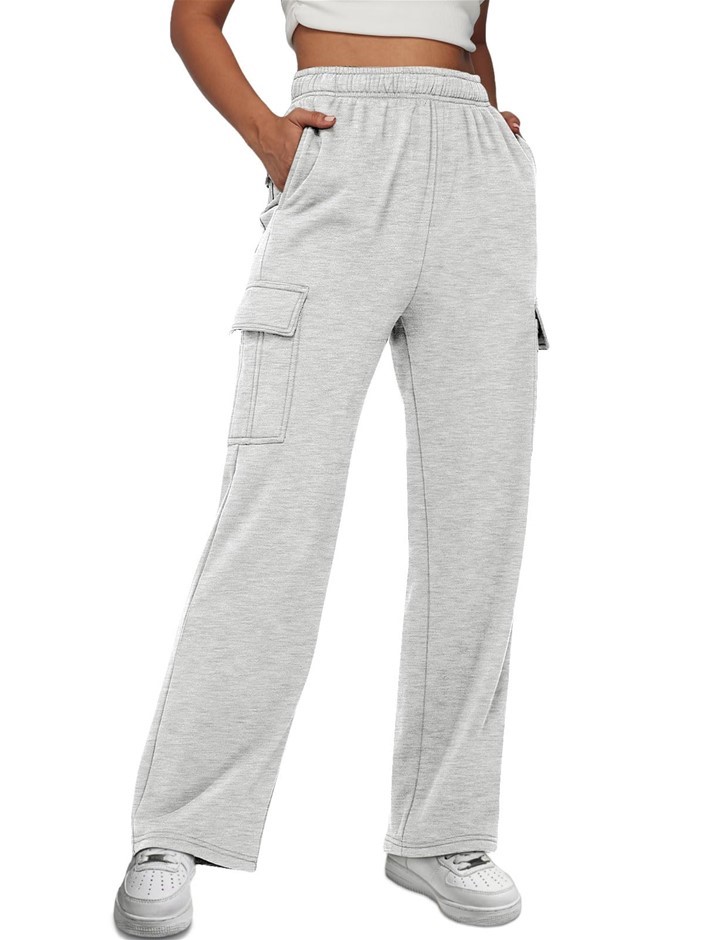 ED.IT.ED Plus Fleece Cargo Joggers, Size 22, 60% Cotton, Grey.