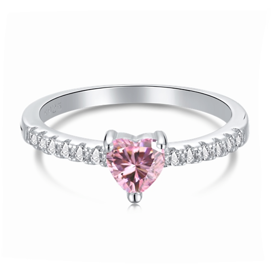 0.5ct Heart Simulated Diamond 925 Sterling Silver Ring - Size 8