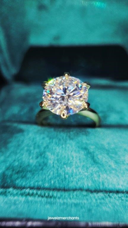 5.0ct GRA Moissanite white 18k Solid Yellow Gold Vermeil Ring -7US