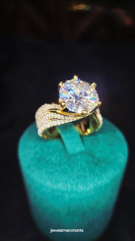 5.0ct GRA  Moissanite white  18k Solid Yellow Gold Vermeil Ring  -7US