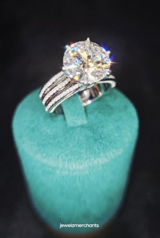 5.0ct GRA  Moissanite white  18k Solid White Gold Vermeil Ring  -7US-VVS1