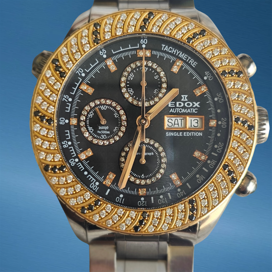 Edox Powerboat Spirit Of Norway Single Edition 18K Gold Diamond WxO