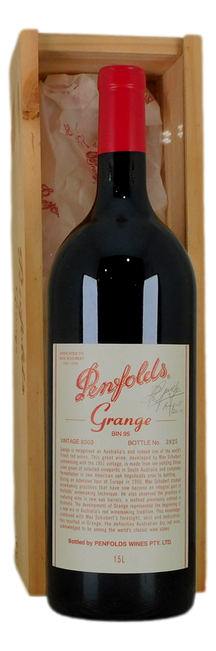 Penfolds Bin 95 Grange 2003 Signed by Peter Gago (1x 1.5L Magnum)