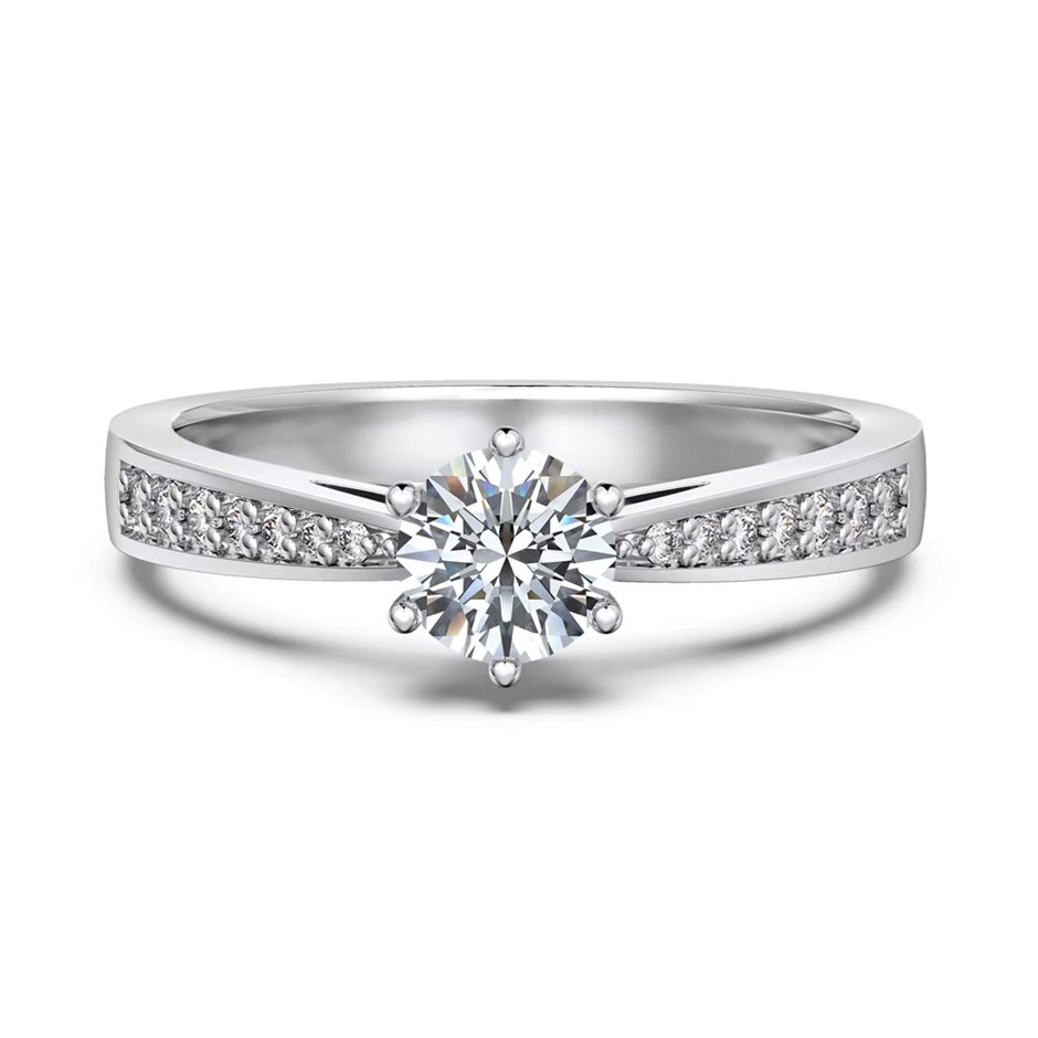 0.5ct Round Cut GRA Certified Moissanite 925 Sterling Silver Ring-Size 9