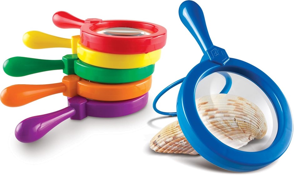 LEARNING RESOURCES Jumbo Magnifiers, Exploration Play, Set of 6 Magnifiers,