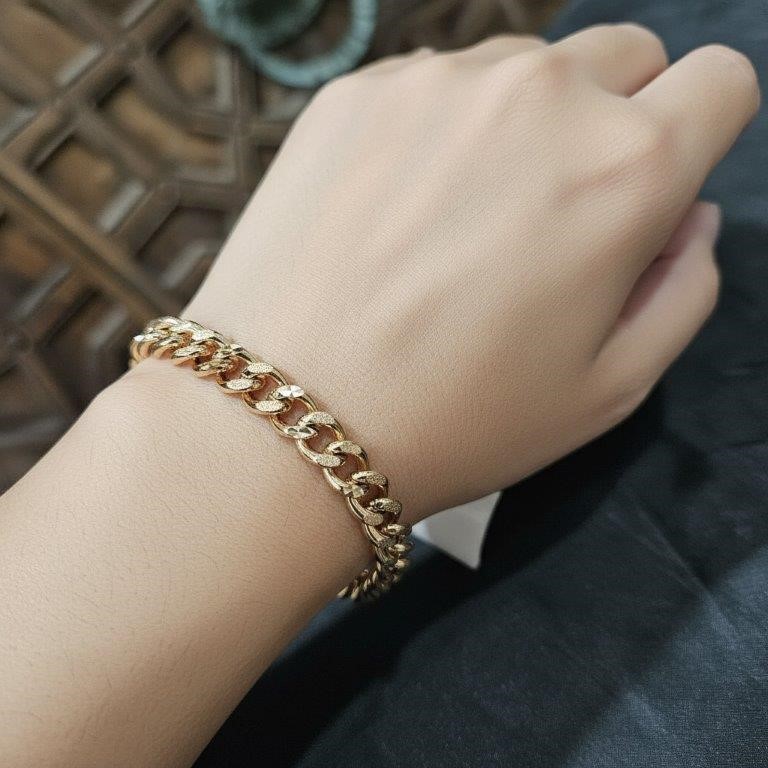 18KGold Filled/Italy Stamped Cuban Bracelet -20cm