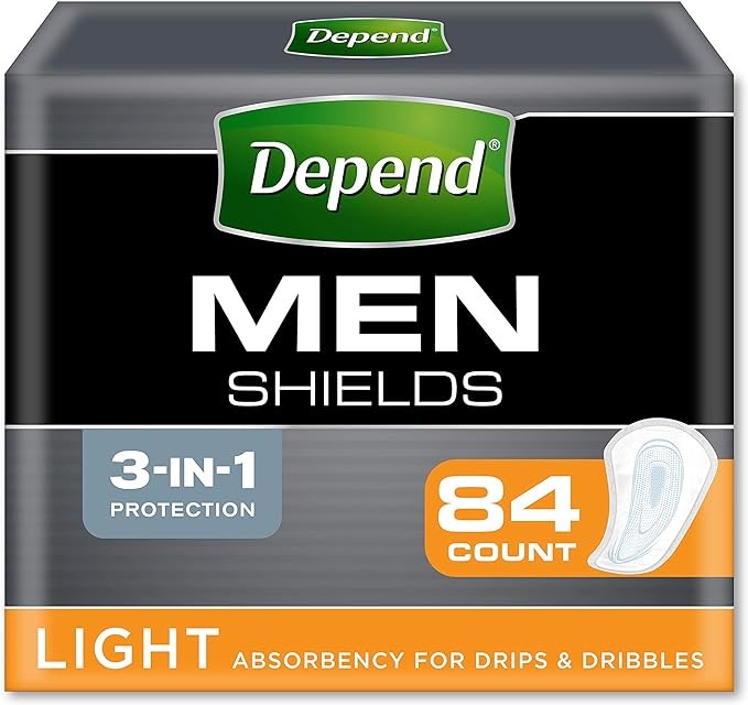 DEPEND Incontinence Shields Men 84 Count (6 Boxes of 14 Pack). NB: Packagin
