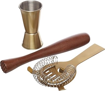 KITCHENCRAFT BarCraft Cocktail Tool Set 3pc Brass Finish.
