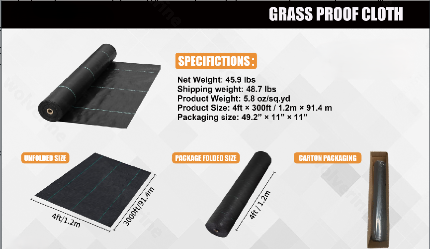 2025 Unused 4FT X300FT GRASS PROOF CLOTH