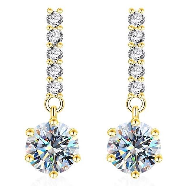 2.0ct GRA Moissanite white Brilliant Cut 925 Sterling Silver Earrings-VVS1