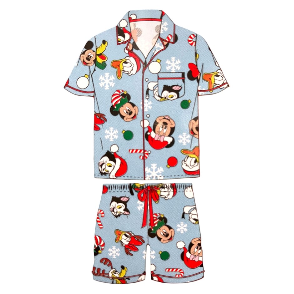 DISNEY Kids' Christmas PJ Set, Size 3, Mickey (Blue).