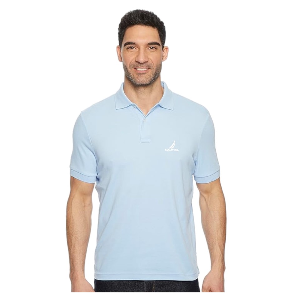 NAUTICA Men's Pique Polo, Size L, 100% Cotton, Denim Blue, K50225423. NB: h