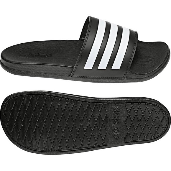 ADIDAS Adilette Comfort Slides, Size US5/UK5, Black/White/Black. NB: slight