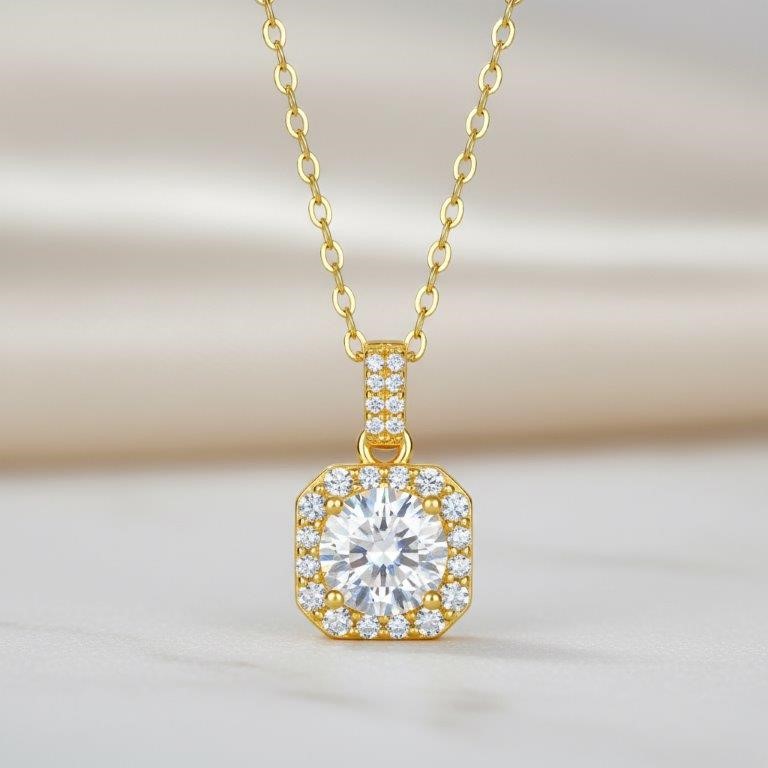 1.0ct GRA Moissanite white Brilliant Cut 925 Sterling Silver Pendant-VVS1