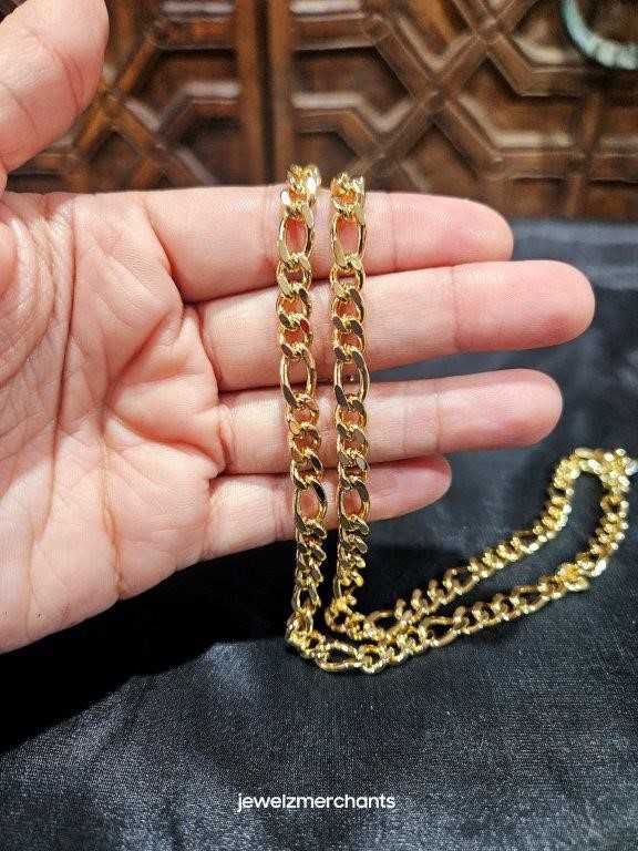 18KGold Filled /Italy Stamped Yellow Figaro Chain -60cm