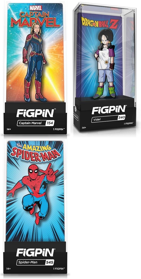 Collectible Pin & Figure Bundle – Captain Marvel FiGPiN, Dragon Ball Z Vide