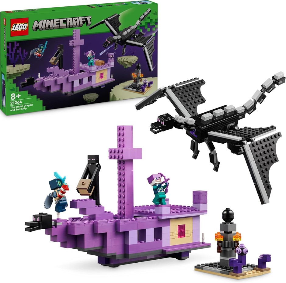 LEGO Minecraft The Ender Dragon and End Ship Toy - Play & Display Set with