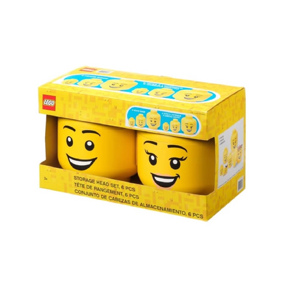 LEGO Pack of 2pc Storage Heads. N.B: Not in original packaging, smallest he