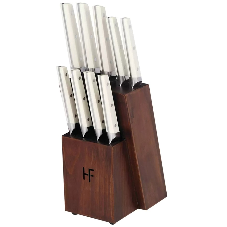 HAMPTON FORGE 10pc Knife Block Set, White. You must be 18 years or older