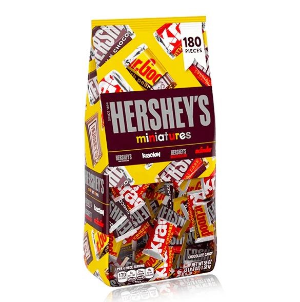 2 x HERSHEY'S 180pc Miniatures Chocolate, 1.58kg. NB: Damaged outer packagi
