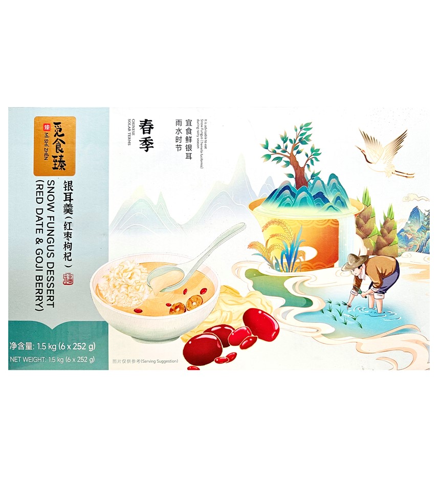 Box of 6pk MI SHI ZHEN Snow Fungus Red Date Dessert Soup, 252g Each. N.B: D