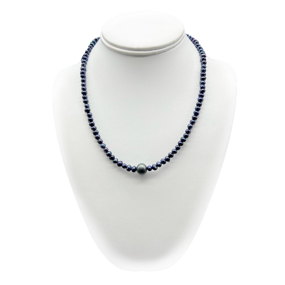 4-10mm Black Freshwater Pearl Necklace