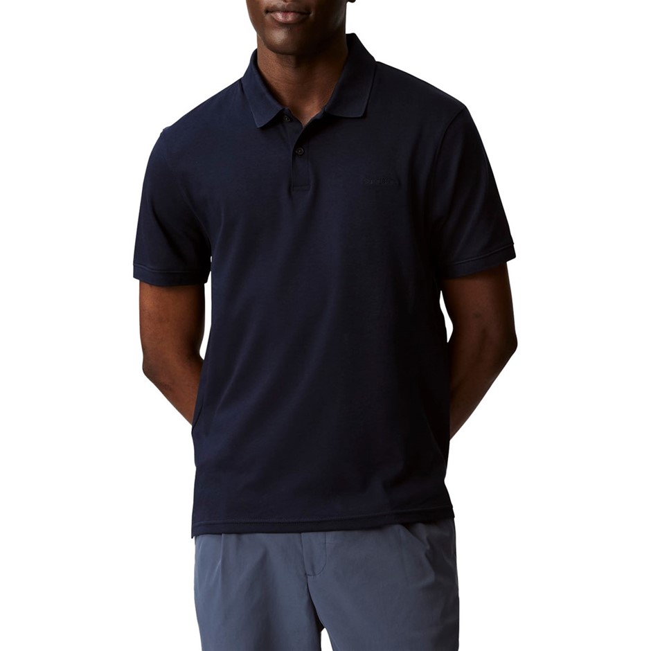 CALVIN KLEIN Men's SS Solid Liquid Touch Polo, Size L, 100% Cotton, Dark Sa