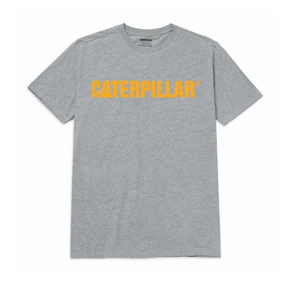 2 x CATERPILLAR Traditional Logo Tee, Size S, 60% Cotton, Heather Grey (101