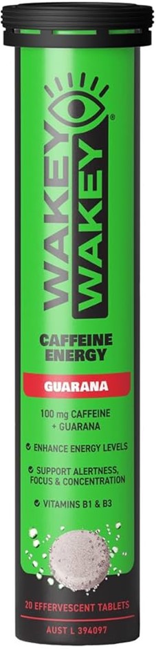 7 x WAKEY WAKEY 20pc Energy Effervescent Tablets, 100mg Caffeine & Guarana.