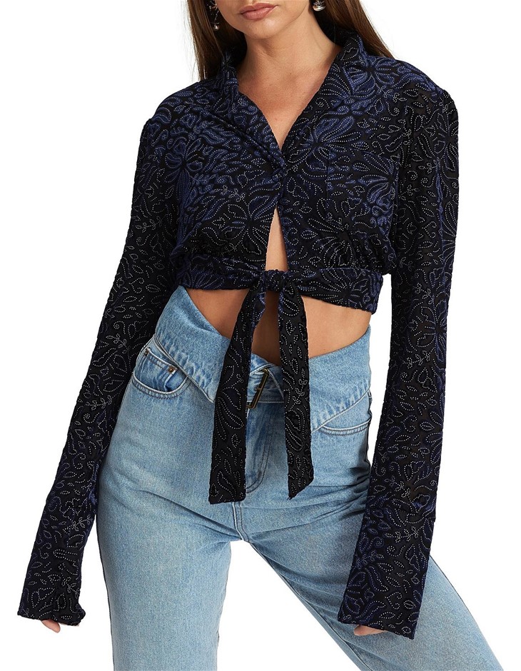 LIONESS Upper East Shirt. Size L, Colour: Navy Burnout. 100% Polyester. Bu