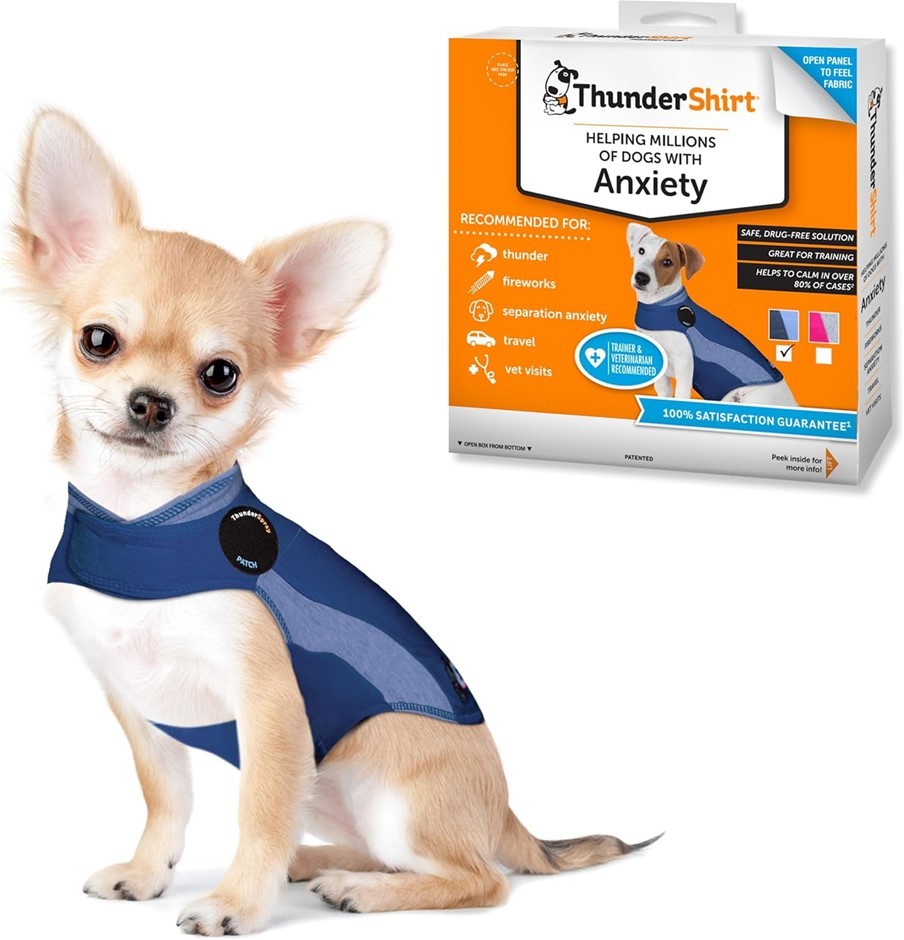THUNDERSHIRT Dogs Anxiety Vest, Blue, XXS.