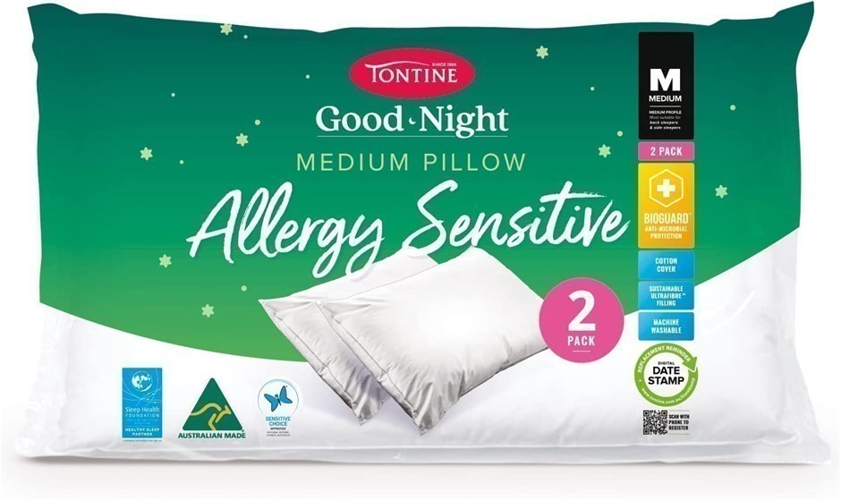 TONTINE Goodnight Allergy Sensitive Medium Pillow (Pack of 2). NB: Damage p