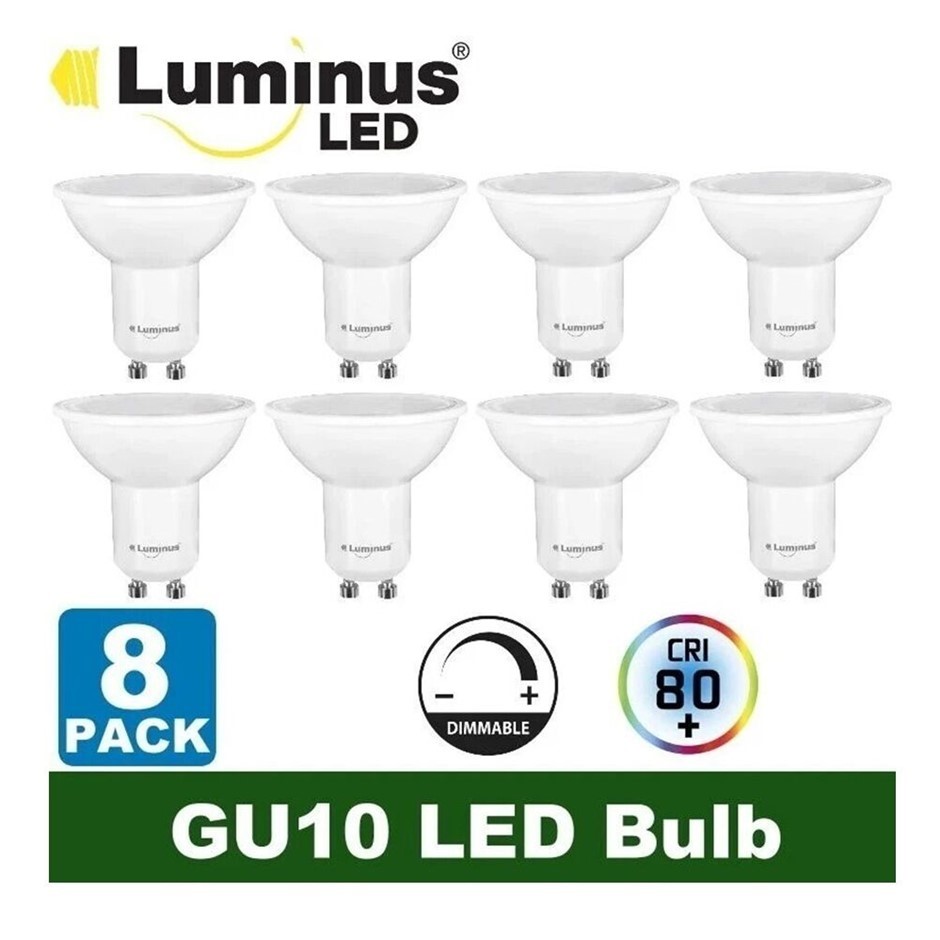 LUMINUS 8 Packs GU10 500LM Dimmable LED Bulbs - 200314 / White Buyers Not