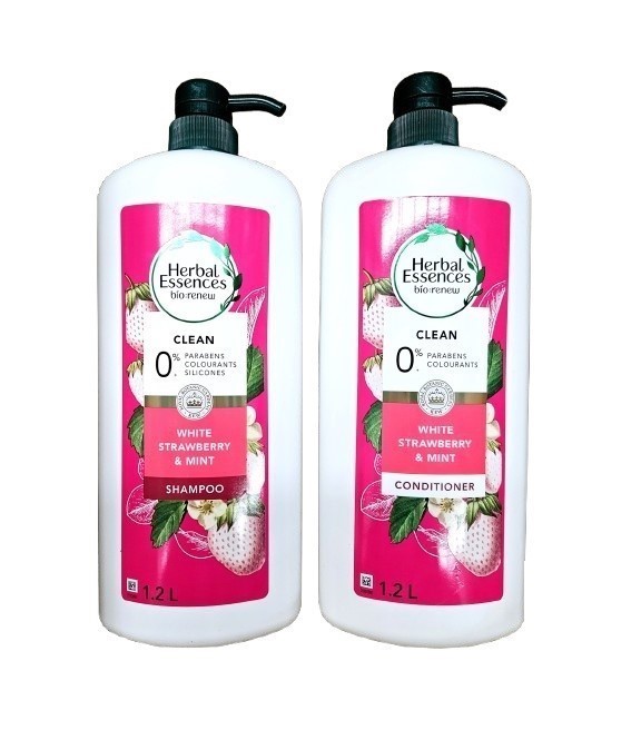 HERBAL ESSENCES White Strawberry & Mint, Shampoo & Conditioner, 1.2L. N.B: