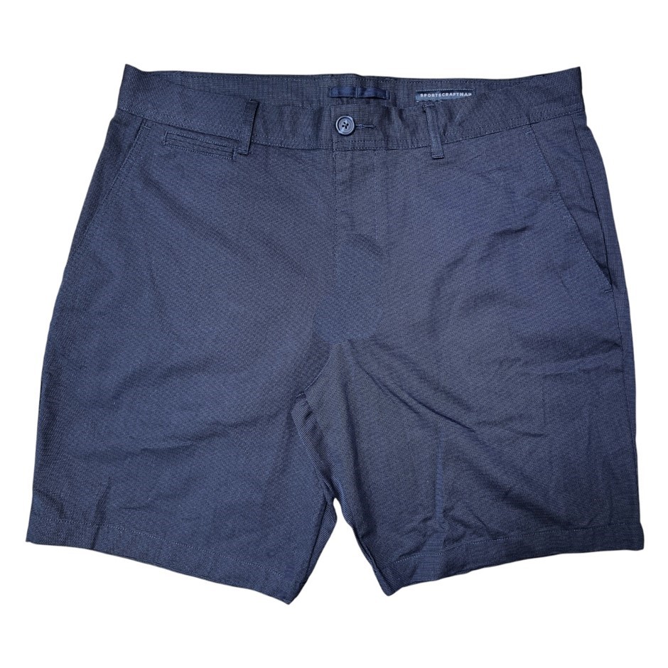 SPORTSCRAFT Men's Textured Short, Size 40, 98% Cotton, Dark Blue, AG206265.