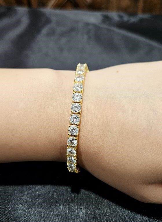 5mm GRA Moissanite white Brilliant Cut stone Tennis Bracelet -S925-18cm