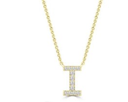 9K YELLOW GOLD 'I' 0.06 HI I1 DIAMOND NECKLACE 40+5cm