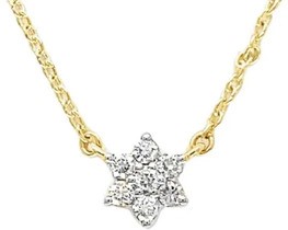 9K YELLOW GOLD 0.09ct HI SI DIAMOND FLOWER NECKLACE 40-45cm