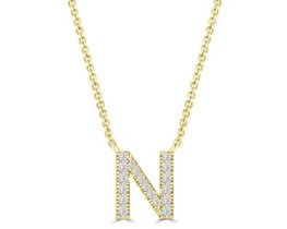 9K YELLOW GOLD 'N' 0.09 HI I1 DIAMOND NECKLACE 40+5cm